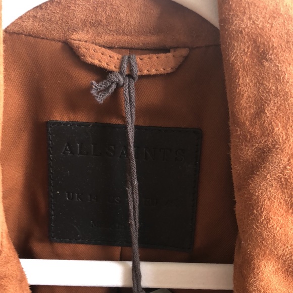 All Saints Elora Suede Biker Jacket (Size 10) NWT - Picture 7 of 13